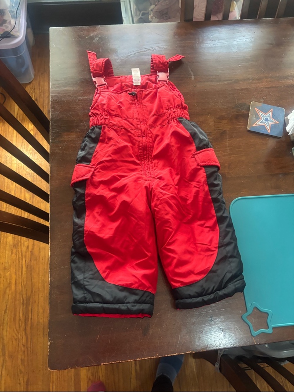 Carter's Red and Black Insulated Kids Snow Overalls